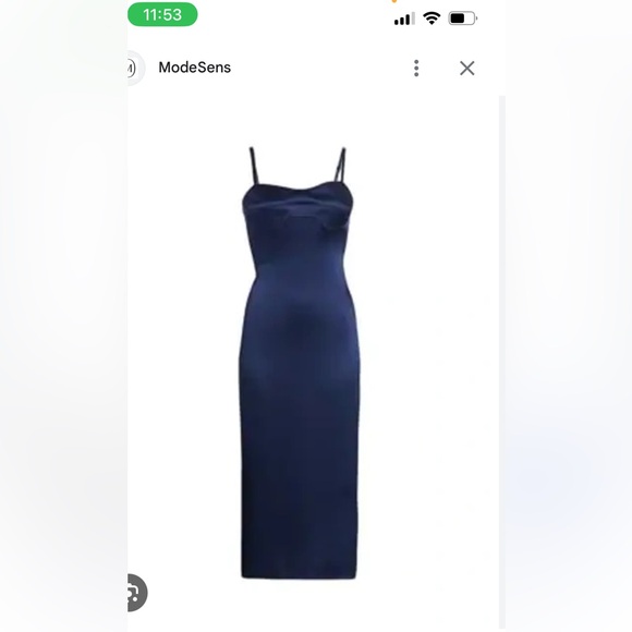 Brandon Maxwell silk sweetheart midi slip dress in navy 100% silk - Picture 1 of 7